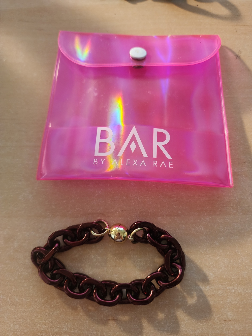Alexa Rae Burgundy Chain-Link Bracelet with Gold Magnetic Clasp